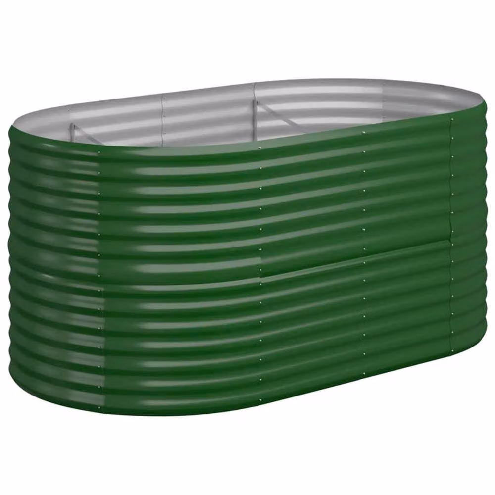 Berkfield Home Garden Green Powder-coated Steel Raised Bed W/D/H: 152 x 80 x 68 cm – 2