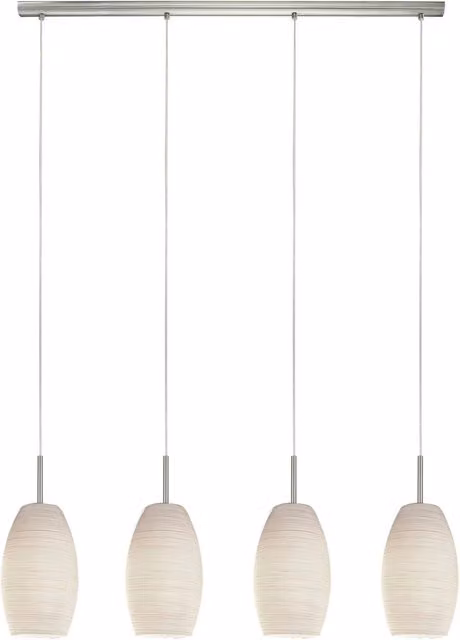 Loops Pendant Light in Satin Nickel and White Glass with Height Adjustable Suspension and E27 Bulb Holder – 1