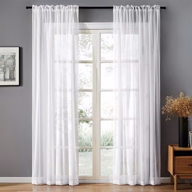 Lifeideas White Sheer Voile Fabric Panel Curtain with Rod Pocket