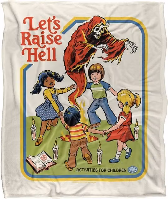 Steven Rhodes Lets Raise Hell Super Soft Fleece Throw Blanket, Multicolour, W: 152 cm, D: 127 cm
