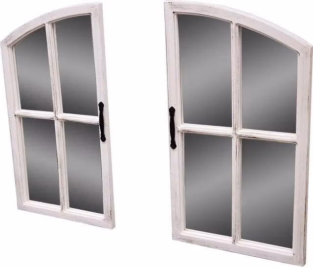 Deenz White Rustic Window Style Hanging Mirror