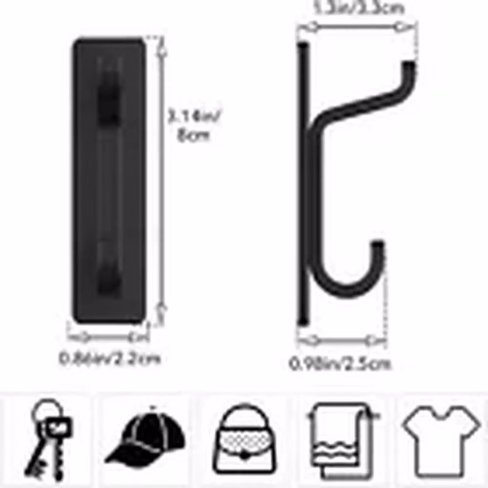 Havendro 4-Piece Black Self-Adhesive Extra Strong Wall Hooks – 2