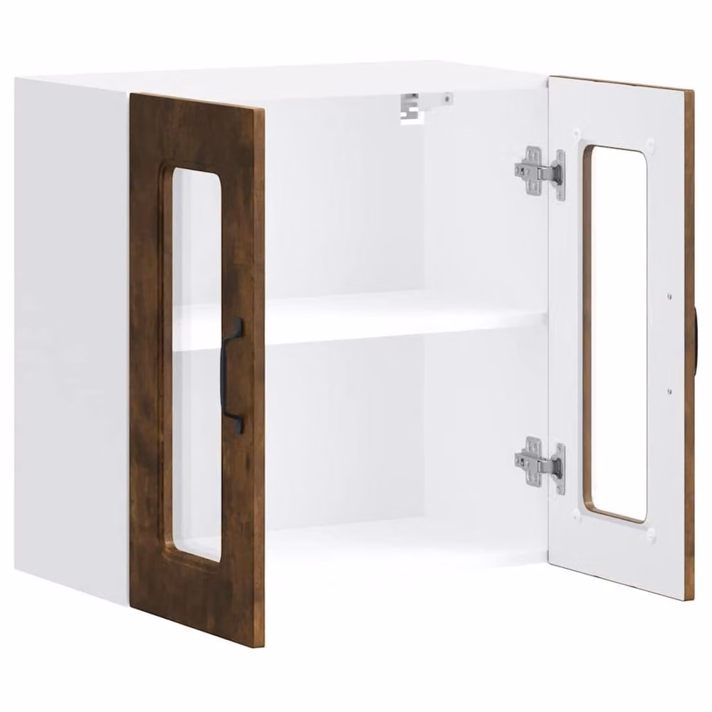Berkfield Home Kalmar Kitchen Wall Cabinet with Glass Doors in Smoked Oak Brown, W/D/H: 60 x 31 x 60 cm – 4