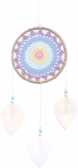 KDMD Large Multi Elemental Spirits Dream Catcher in Multicolour with Rattan, Wood and Textile Geometric Mandala Design – 1
