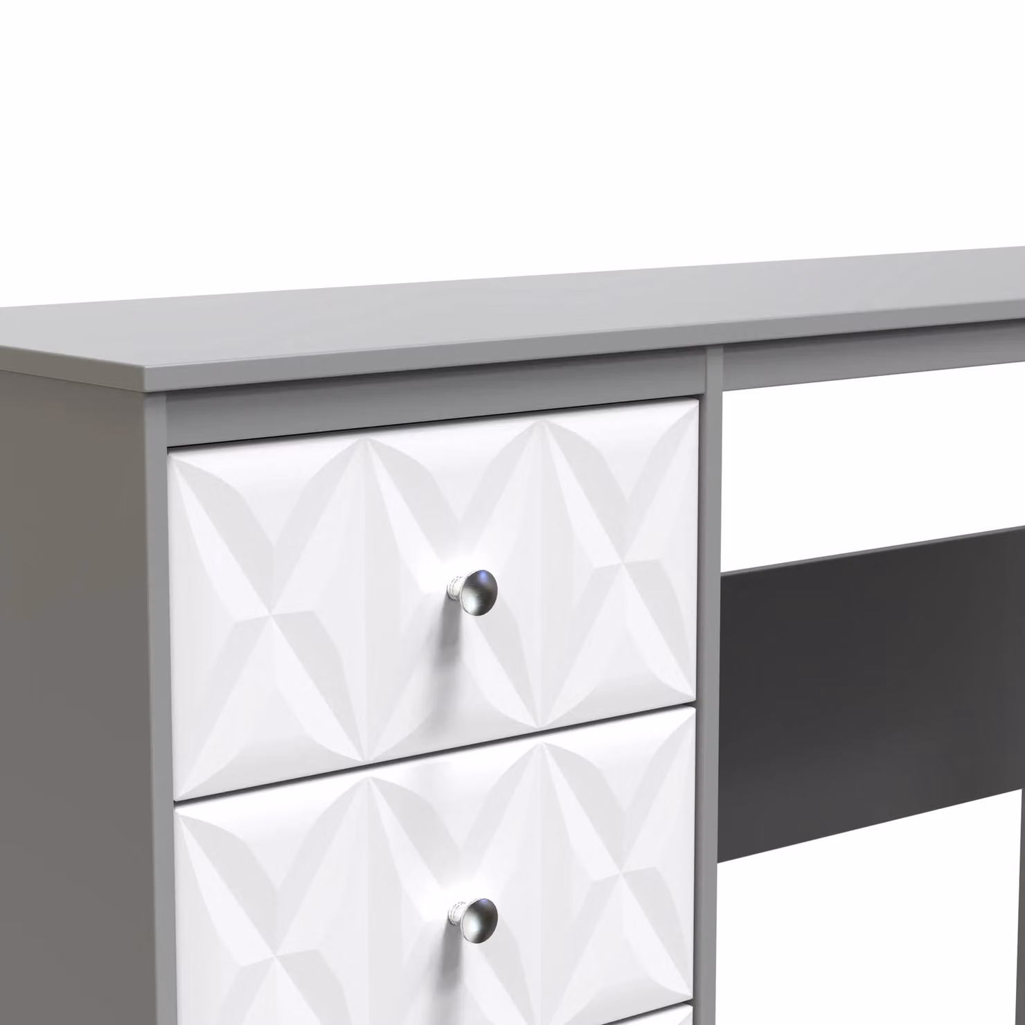 Ready Assembled 2 U Memphis 3 Drawer Desk in Mid Grey – 2