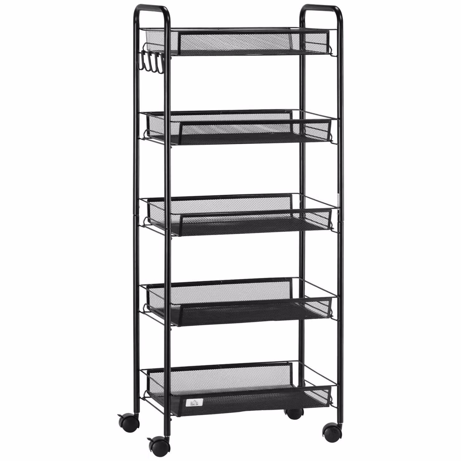 HOMCOM 5 Tier Utility Rolling Cart with Removable Mesh Baskets, Black – 2