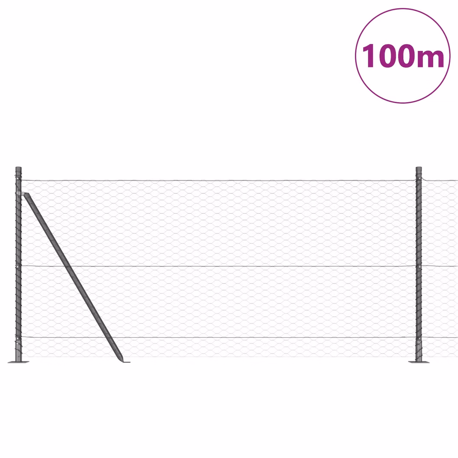 Berkfield Home Grey Powder-Coated Steel Hexagon Fence, 1 x 100 m – 1