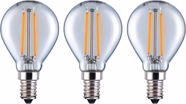 Eurolec P45 Clear Mini Globe E14 LED Dimmable Filament Light Bulb Pack of 3, Warm White