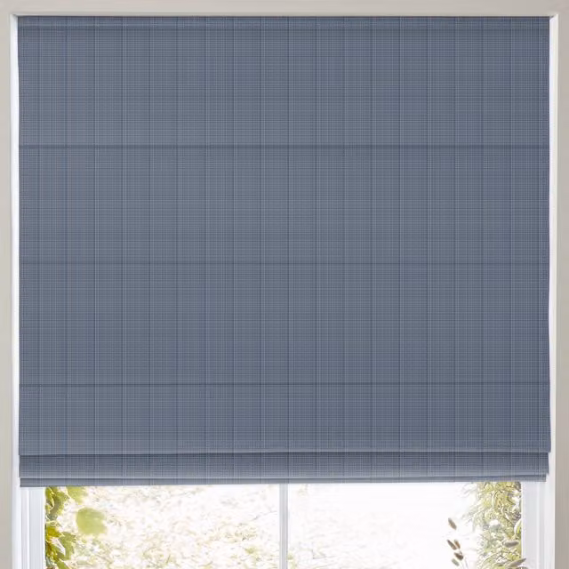 Simply Collection Balance Made to Measure Blackout Roman Blind in Blue Checked Textile