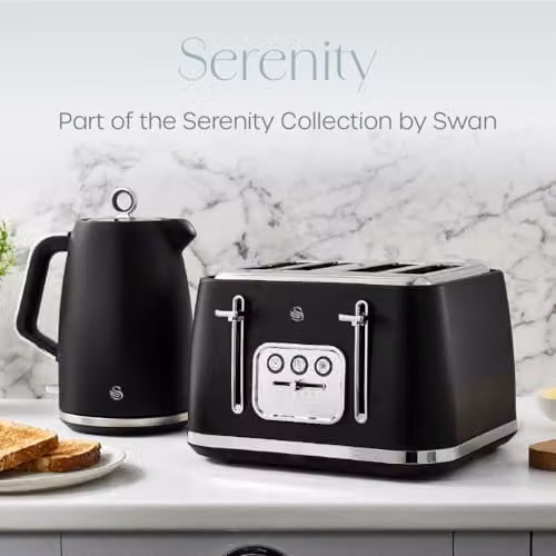 Swan Serenity ST19024BLK 4 Slice Toaster with Matt Finish, 6 Browning Levels, Temperature Control, Reheat and Defrost Functions, 2100W, Black – 5
