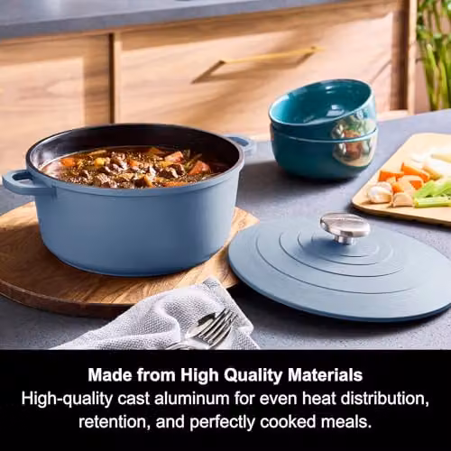 Morphy Richards Blue Cast Aluminium and Ceramic Casserole Dish, 24cm, 4.1L – 11