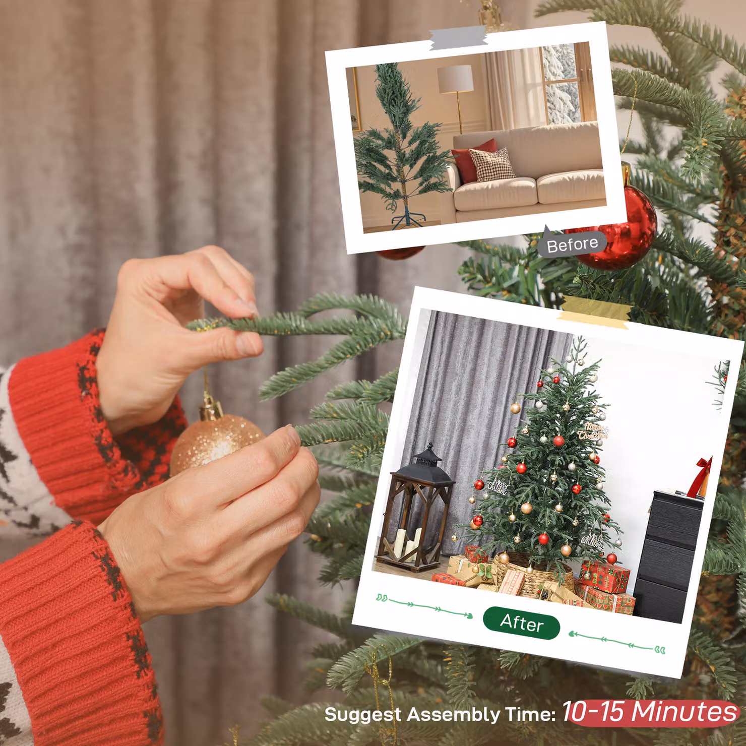 HOMCOM 5 ft Green Spruce Christmas Tree with Realistic Dense Tips – 7