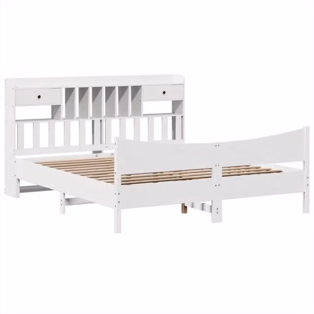 Berkfield Home White Solid Wood Super King Bed Frame with Drawers W/D/H: 180 x 200 x 110 cm – 1