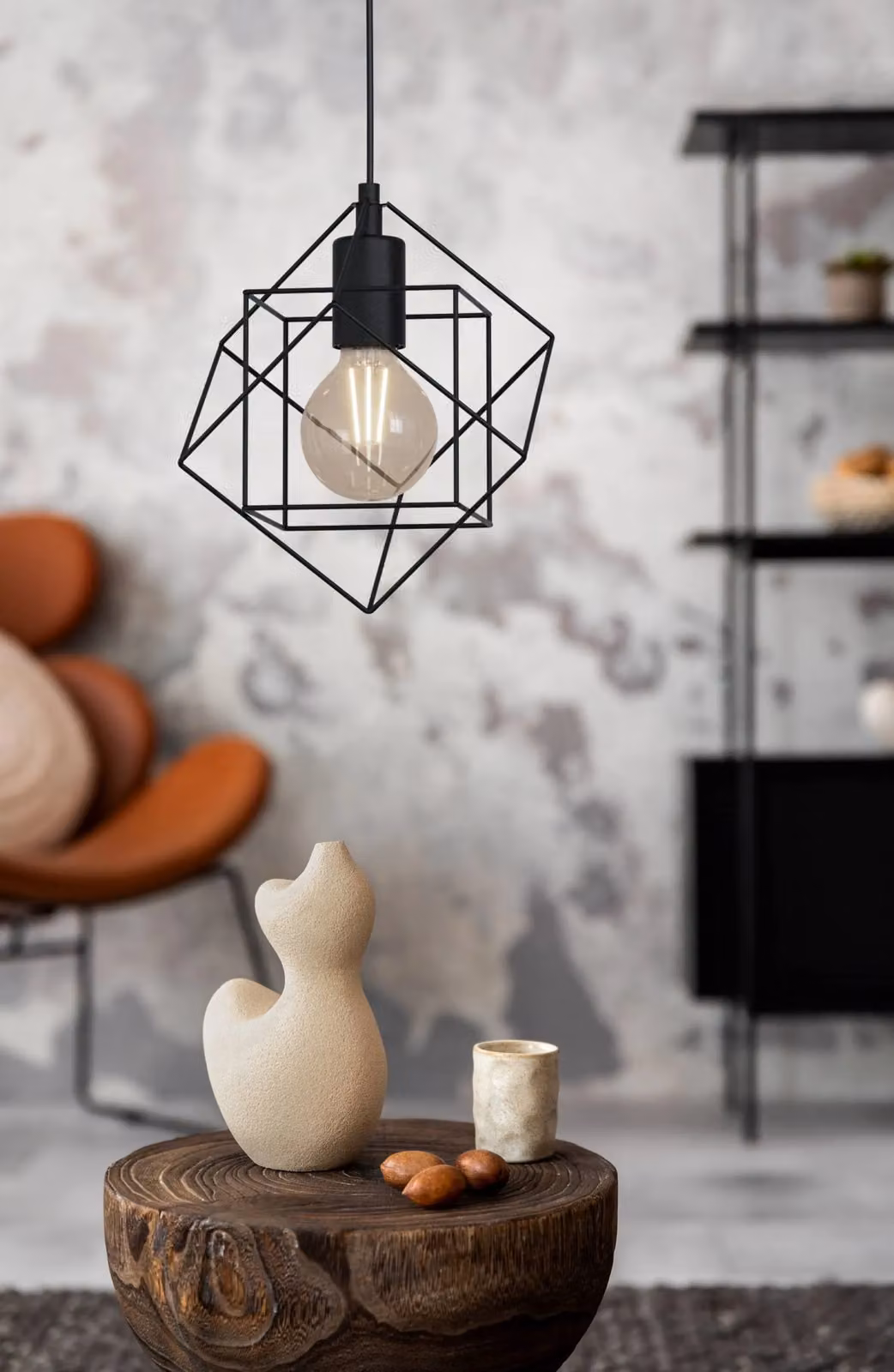 Eglo Straiton Black Metal Modern Geometric Cube Pendant Light – 4