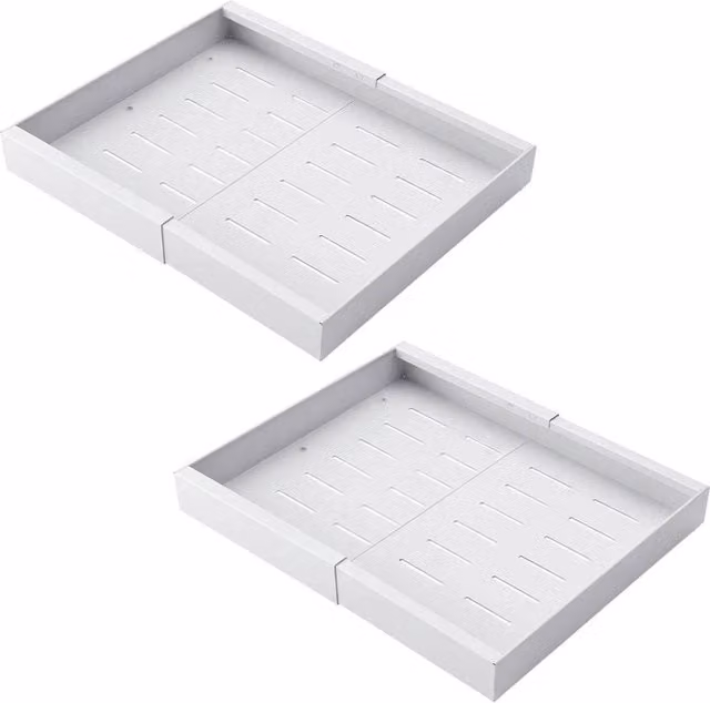 VOGREX 2 Pack Expandable Adhesive Pull Out Cabinet Drawer Inserts in White – 1