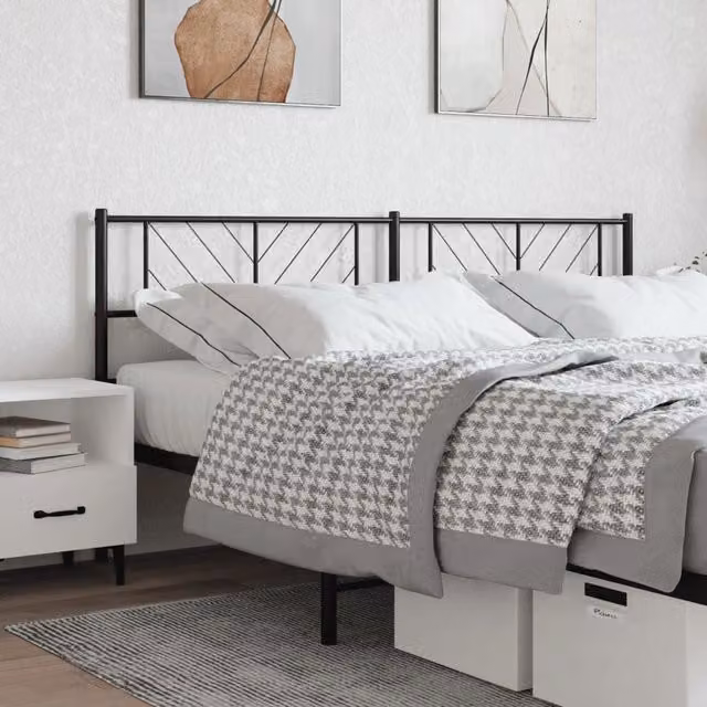 Berkfield Home Classic Metal Headboard in Black