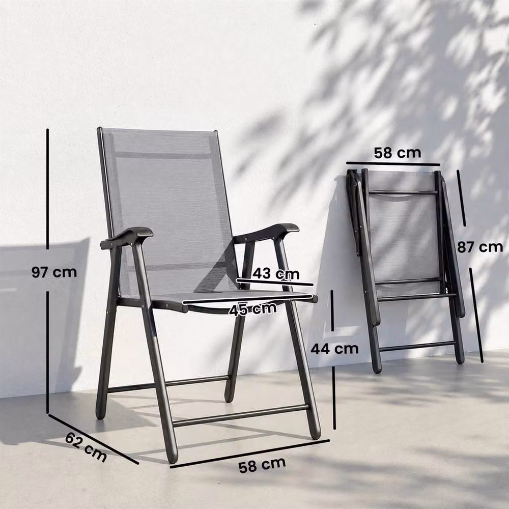 SPETLEK Set of 2 Grey Metal Folding Garden Chairs – 2