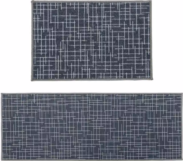 Savio JVL Machine Washable Non-Slip Runner and Mat Set in Grey