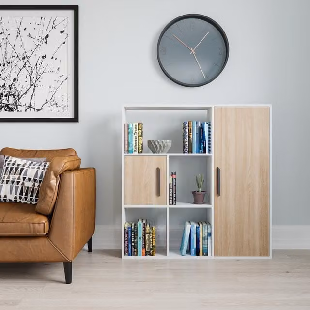 Decorotika Ridge Bookcase with Cabinets in White and Bronze