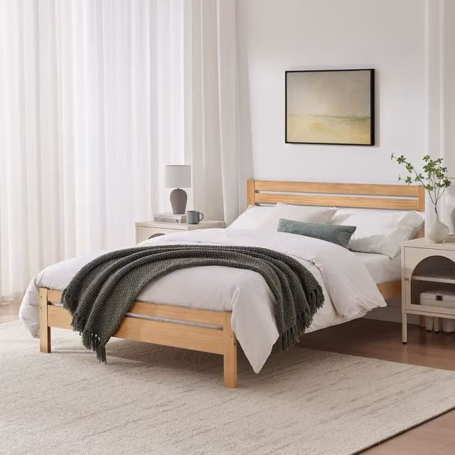 FurnitureboxUK Declan Solid Pine Double Bed Frame, Brown, 140 x 200 cm