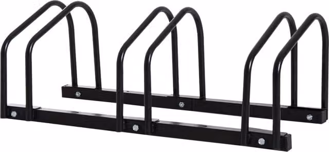 HOMCOM Black Bicycle Storage Stand for Floor or Wall Mounting, W: 33 cm, D: 76 cm, H: 27 cm