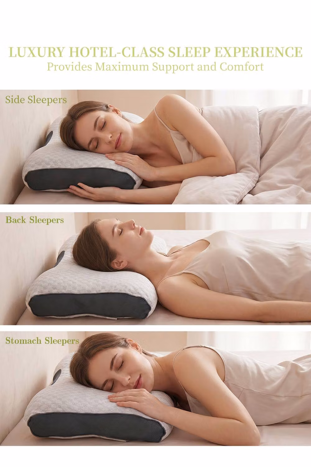 Living and Home Breathable Cooling Pillow Insert for Back, Stomach and Side Sleepers in Grey, Single Size – 2
