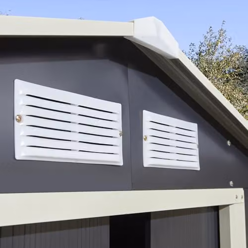 Rowlinson Trentvale 6x4 Metal Apex Shed in Dark Grey with Foundation Kit and Double Doors – 2