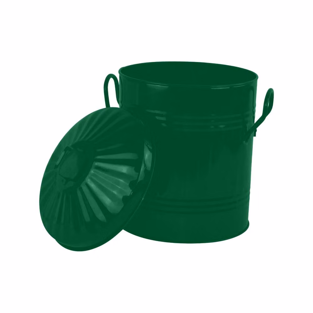 Leecroft Metal Mini Bin with Flip Lid, Green, W/D/H: 30.48 x 25.4 x 30.48 cm – 2