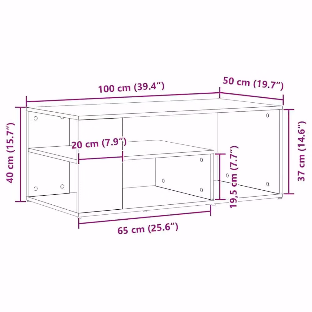Berkfield Home Black Oak Coffee Table, W: 100 cm, D: 50 cm, H: 40 cm – 5