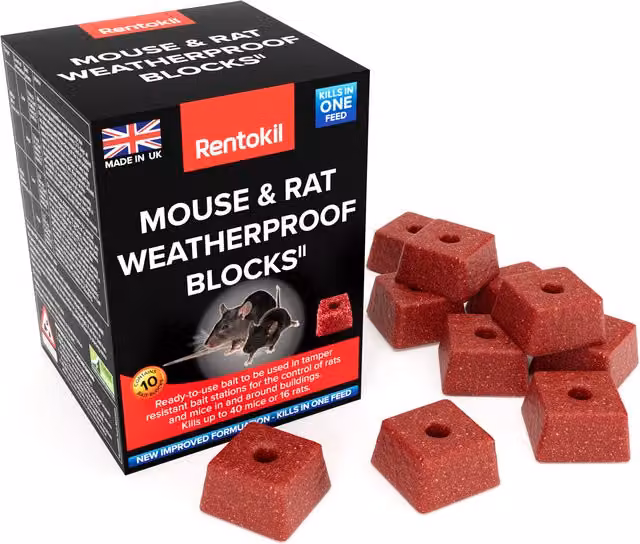 Rentokil Red Weatherproof Mouse and Rat Killer Blocks