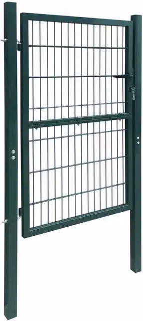 Berkfield Home Single 2D Steel Swing Fence Gate, Green, W: 106 cm, H: 230 cm