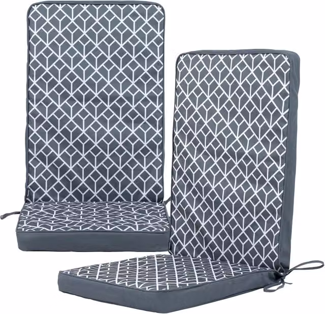 icon Set of 2 Outdoor High Back Seat Cushions in Grey