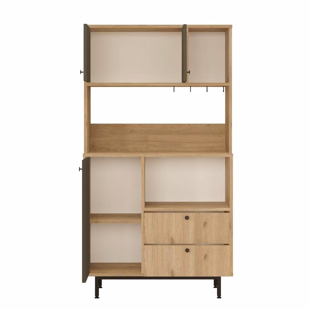 CALICOSY ODE Modern Kitchen Storage Unit with 3 Doors and 2 Drawers, Brown Oak, H: 161.2 cm, W: 88.0 cm, D: 35.5 cm – 3