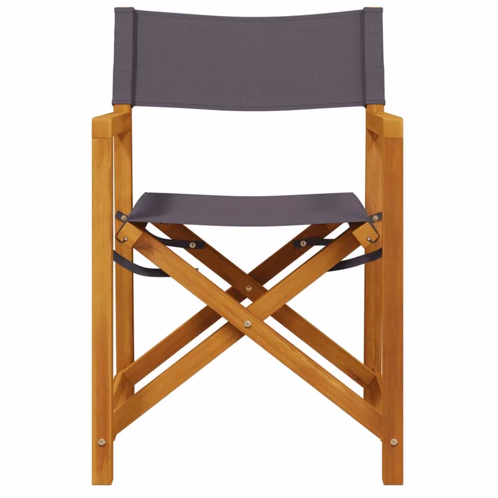 Berkfield Home Set of 2 Folding Acacia Wood Director Chairs in Dark Grey Fabric – 3