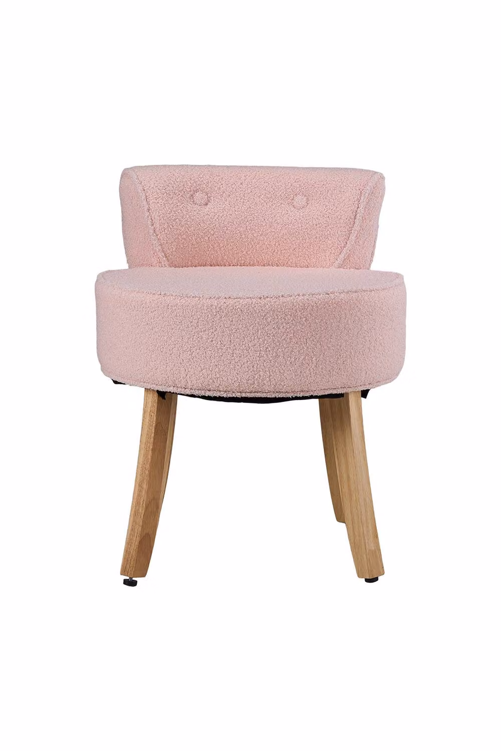 Living and Home Teddy Fleece Vanity Stool with Rubberwood Legs in Pink – 2