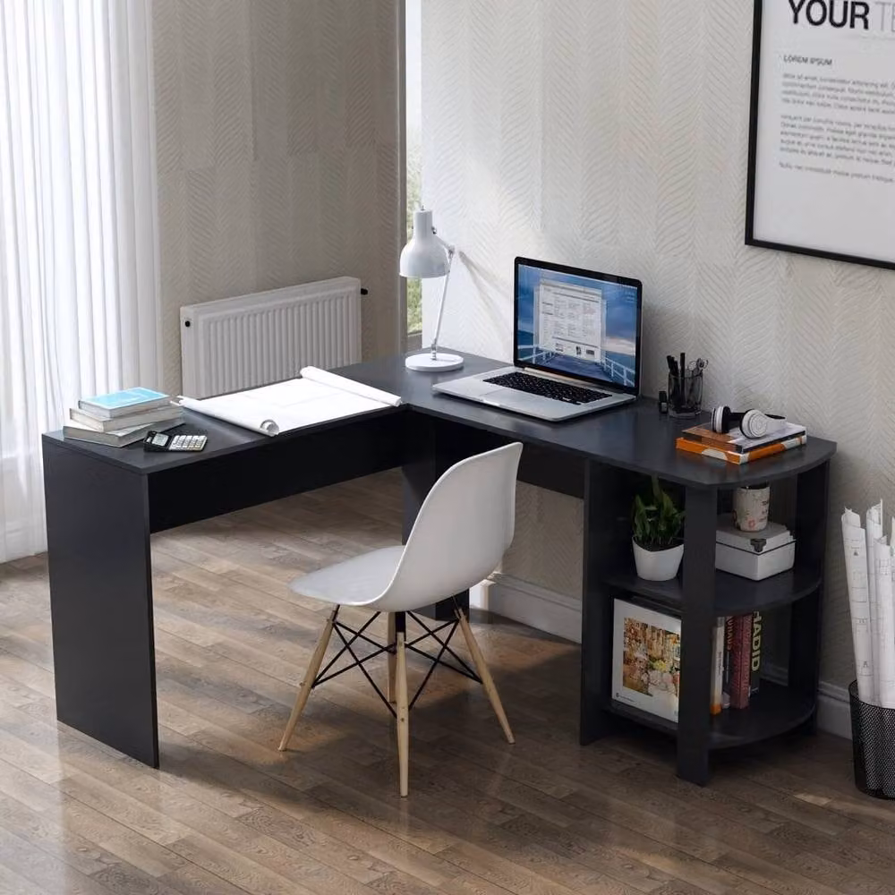 KORVIXA Black Mondeer L-shaped Corner Computer Desk – 3
