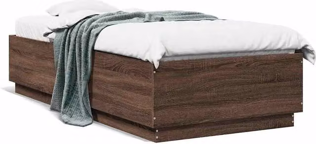 Berkfield Home Modern Bed Frame in Brown Oak, W: 100 cm, L: 200 cm – 1
