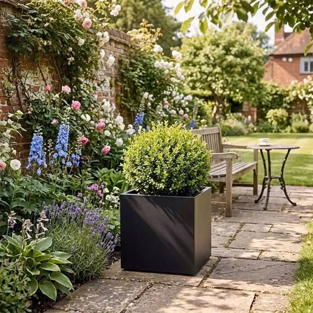Nicoman Black Galvanised Steel Cube Planter W/D/H: 50 x 50 x 50 cm – 1