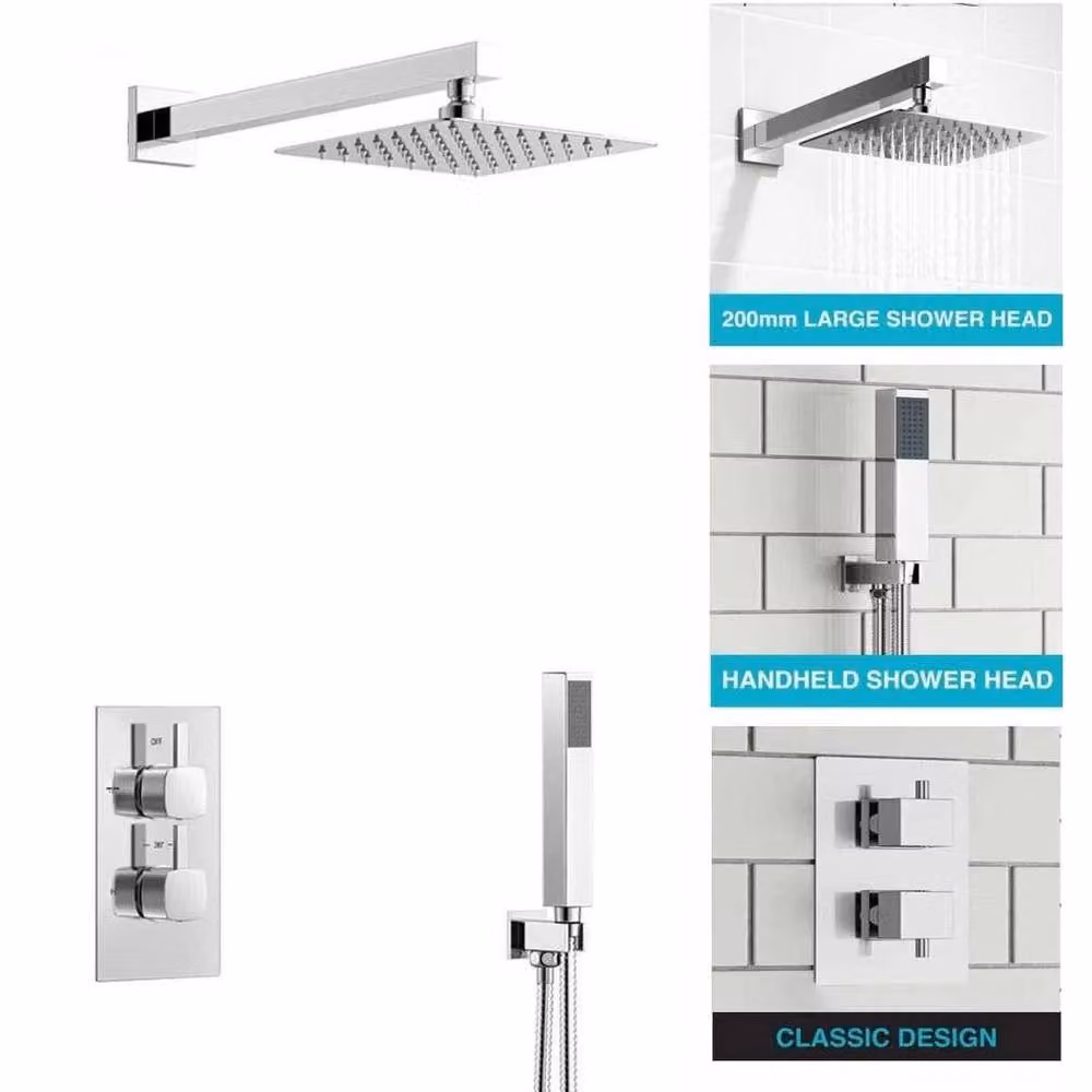PAWNORA Concealed Two-Handle Shower Mixer Kit in Silver Chrome – 2