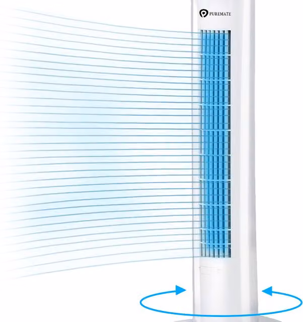 PureMate White Oscillating Tower Fan with Aroma Function
