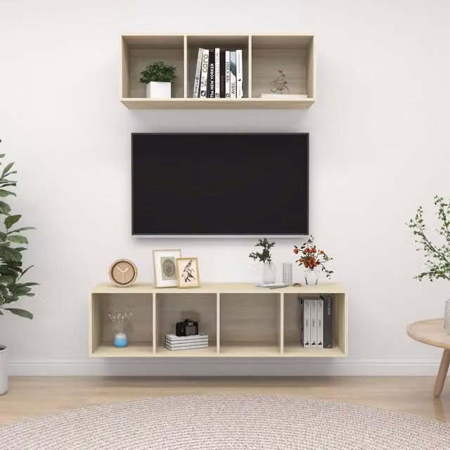 Berkfield Home 2 Piece Sonoma Oak TV Cabinet Set in Brown – 1