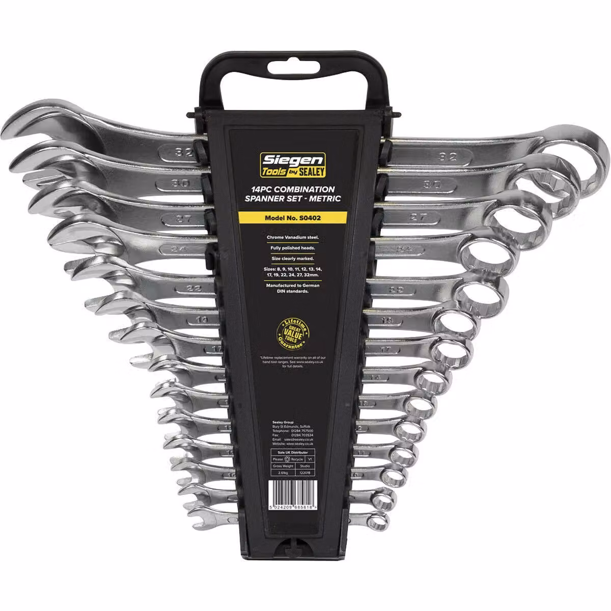 Loops 14pc Slim Handled Combination Spanner Set in Silver and Multicolour Chrome Vanadium Steel – 2