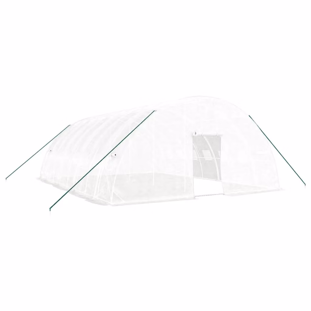 Berkfield Home White Steel Frame Greenhouse with Plastic Covering W/D/H: 8 x 6 x 2.85 m – 2