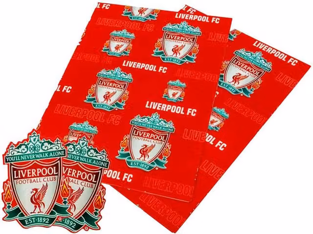 Liverpool FC Red Text Gift Wrap Sheets, Pack of 2