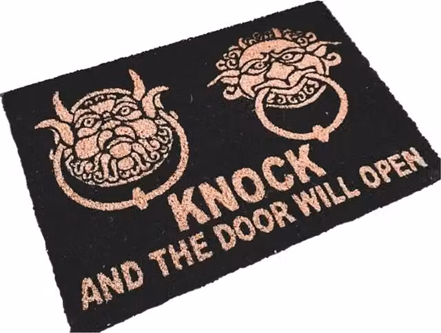 Labyrinth Knock And The Door Will Open Non-Slip Coir and PVC Door Mat, Black and Brown, W: 60 cm, D: 40 cm