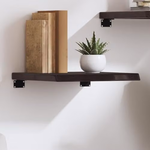 vidaXL Wall Mounted Oak Wood Shelf in Brown, W/D/H: 40 x 40 x 4 cm – 2