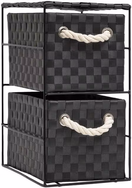 Arpan 2 Drawer Storage Cabinet Unit in Black, W/D/H: 18 x 25 x 33 cm
