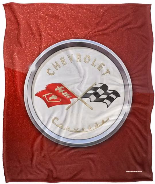 Trevco Chevrolet Corvette Emblem Fleck Super Soft Fleece Throw Blanket in White, W/D/H: 152 x 127 cm – 6