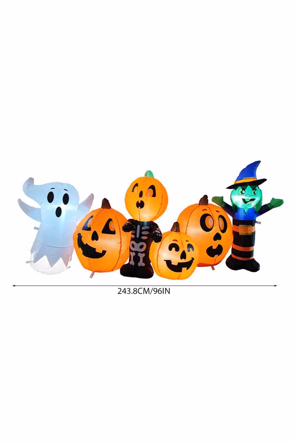 Living and Home 8ft Multicolour Halloween Inflatable Pumpkin Outdoor Decoration with Witch and Ghost – 2