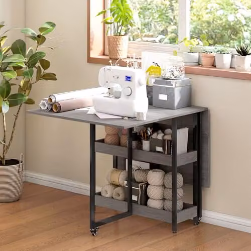 HOMCOM Grey Folding Drop-Leaf Dining Table for 4 Adults, W/D/H: 80 x 50.2 x 75 cm – 8